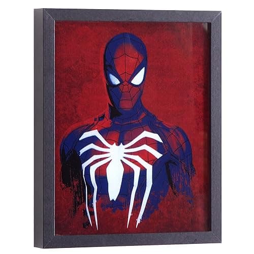 Marvel Spiderman Dual LED Wall Art,Superhero Décor, Red & Blue Comic Style Print, Official Framed Artwork for Kids Room, Bedroom, or Game Room,16"x16" thumbnail 6