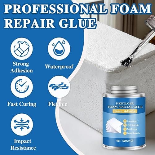 Hzutloer 4OZ Foam Glue with Brush,High Strength Clear Foam Adhesive for EVA Sponge Rubber Pearl Cotton Plastic Sheets,Waterproof Glue for DIY Crafts Model Making Home Repairs thumbnail 2