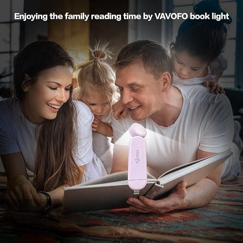VAVOFO USB Rechargeable Book Light, Blue Light Blocking, Amber Light Clip On Bookmark Shaped Reading Light, Eye Care 6 LEDs Book Light for Bookworms Reading in Bed with 9 Lighting Modes (Pink Purple) thumbnail 3