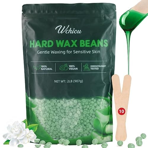 Wchiou Hair Removal Wax, 2lb Wax Beads for Sensitive Skin, With Pure Aloe Vera, For Face, Eyebrow, Leg, Bikini, Brazilian Waxing, Coarse Body Hair Specific - Image 1