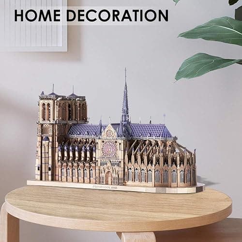 Piececool 3D Metal Puzzles for Adults and Teens, Notre Dame De Paris Church Metal Model Kit, Challenge French Cathedral Brain Teaser Architecture Building Blocks Puzzle, 382 Pcs thumbnail 5