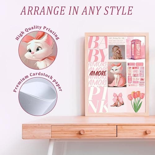 Uniro Coquette Room Decor Aesthetic, 50Pcs Pink Coquette Wall Decor, Coquette Posters Aesthetic Room Decor, Pink Room Decor 4"x6" Coquette Wall Collage Kit for Teen Girls Dorm Bedroom Decor, Cute Coquette Posters Picture Trendy Pink Wall Art Prints thumbnail 4