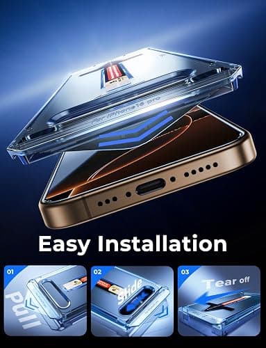 MAGIC JOHN 2 Pack for iPhone 16 Pro [6.3 inch] Tempered Glass Screen Protector, HD Clear, Bubble Free, Easy Installation, Auto Dust-Elimination, 16Pro 6.3'' thumbnail 3