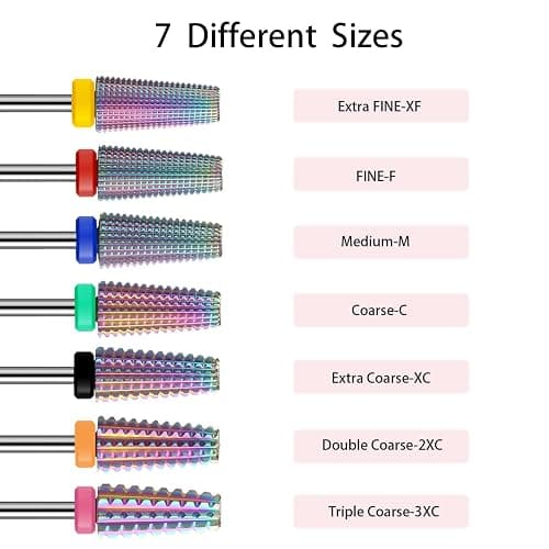 ERUIKA 5 in 1 Nail Drill Bits,Rainow Two Way Rotate use for Both Left and Right Handed,Multi-Function Tapered 3/32 Inch Nail Bit for Fast Remove Acrylic Gel Nail (3XC, Rainbow) thumbnail 3