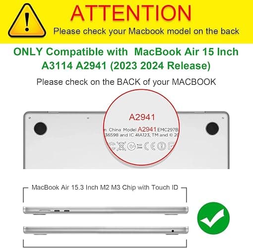FINTIE Case for MacBook Air 15 inch M5 (2026)/M4 (2025)/M3 (2024)/M2 (2023) | Snap-On Hard Shell Cover Fits Macbook Air 15.3 inch Retina Display & Touch ID, A3448 A3241 A3114 A2941, Crystal Clear thumbnail 2