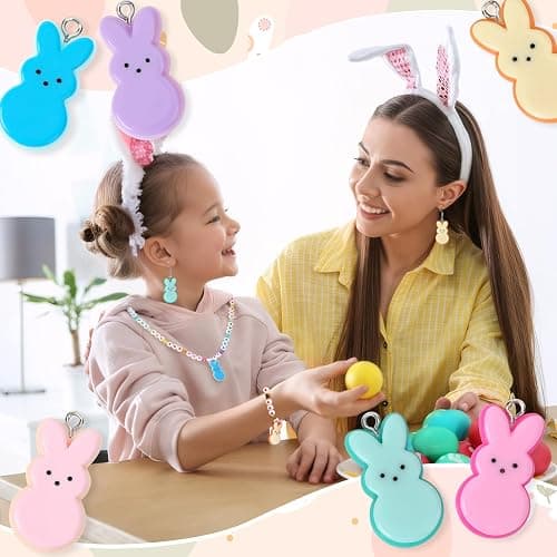 Augshy 64 Pcs Easter Bunnies Charms Resin Rabbit Beads Rabbits Ornament Pendant for Easter DIY Craft Bracelet Necklace Jewelry Making thumbnail 5