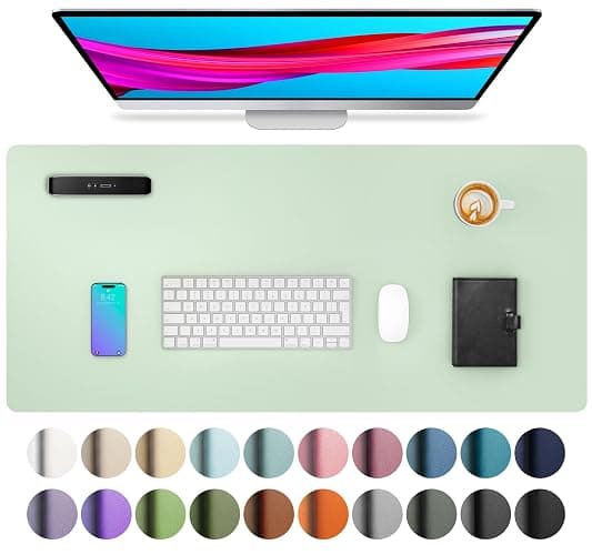 Aothia Large PU Leather Desk Pad Protector - Non-Slip Mouse Pad & Writing Mat for Office/Home, Waterproof, Easy to Clean (23.6" x 13.7", Aqua) - Image 1