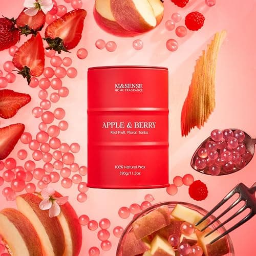 M&SENSE Apple Berry Candles for Home Scented, Soy Natural Wax Holiday Candle 11.3oz 70 Hour Slow Burning, Non Toxic Fruit & Floral Scented Candles Christmas Thanksgiving Gift for Women thumbnail 2