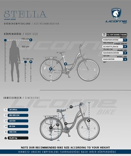 Licorne Bike Stella Premium City Bike in 20",24",26",28" Fahrrad für Mädchen, Jungen, Herren und Damen 21 Gang-Schaltung (6 Gang bei 20 Zoll) Hollandfahrrad Citybike thumbnail 7