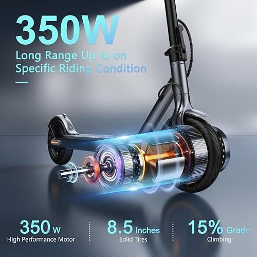 VOLPAM Electric Scooter, 350W/500W Powerful Motor, 8.5"/10" Solid Tires, 19/22Mph, 28/21/16 Miles Range, Dual Braking thumbnail 6