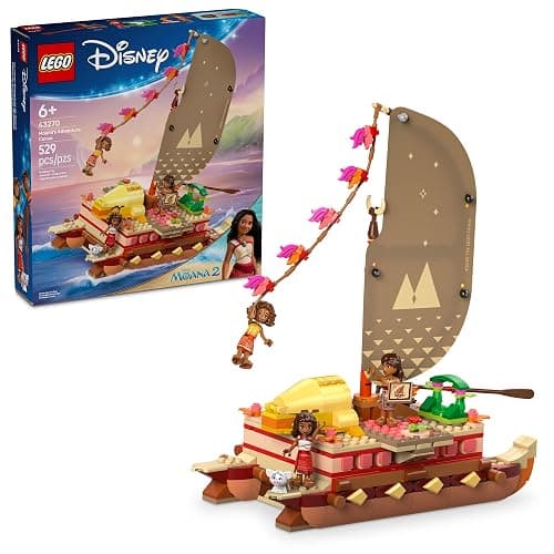 LEGO Disney Moana's Adventure Canoe Building Toy Set - Pretend Play Toy Boat for Kids, Girls & Boys, Ages 6+ - Disney Gift Idea for Fans of Moana - 43270 - Image 1