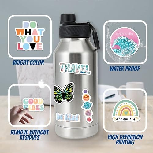 120 Pcs Preppy Stickers, Summer Stickers for Water Bottles Girls, Laptop Accessory Waterproof, Cute Decals for Phone Waterbottle MacBook Cup, Summer Themed Stickers for Teens thumbnail 7