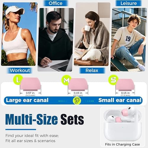 Ear Tips Replacement for AirPods Pro 3, Silicone Earbuds Tip 3 Pairs | Ear Buds Eartips with Cleaner Kit - Buds Replacement Accessories for AirPod Pro 3rd Gen (Assorted S/M/L, Pink) thumbnail 5