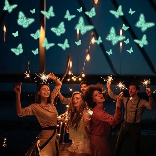 SAOROPEB Glow in The Dark 3D Butterfly 24 Pcs 3 Sizes, Luminous Butterfly Stickers for Ceiling or Wall, Glow in The Dark Party Supplies, Removable Luminous Stickers for Kids Babys Nursery (Green) thumbnail 4
