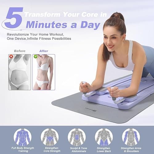 2025 Pilates Reformer Machine - Foldable Multifunctional Abdominal Board for Home Gym, Auto-Rebound Pilates Board for Core, Abdominal Strength & Full Body Workout thumbnail 2
