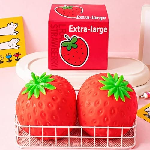 Giant Strawberry Squishy, Jumbo Realistic Strawberry Stress Ball, Large Squeezable Toy Fruit Ball, Big Strawberries Squishies Fidget Adults, Party Favor Slow Rise Pressure Release Toy (Large 7IN 1PC) thumbnail 3