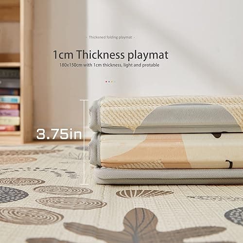 MLOONG Baby Play Mat, 71 * 59 * 0.4 Large Thick Playmat, Folding Portable Waterproof Reversible Double-Sided Crawling Mat, Baby Floor Mat for Infants and Toddlers, Easy to Clean (71*59*0.4in-Star) - Star - 71x59x0.4 inch thumbnail 5