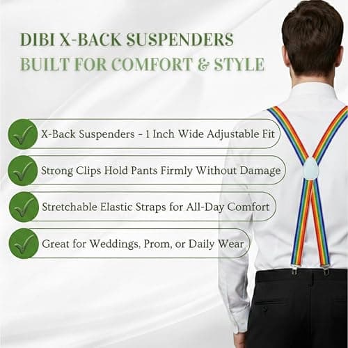 Dibi Suspenders for Men - Adjustable X back Suspender with 4 Strong Clips thumbnail 3