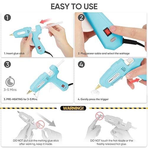 ROMECH Full Size Hot Glue Gun with 60/100W Dual Power and 21 Hot Glue Sticks (7/16"), Fast Preheating Heavy Duty Industrial Gluegun with Storage Case for Crafting, DIY and Repairs (Cyan) thumbnail 6