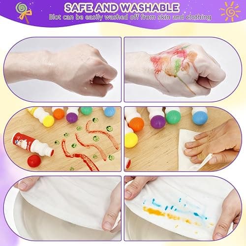 GWCYMYD 6 PCS Washable Dot Markers 40 ml Water Based Ink(Style 1) | 6 Colours Paint Bingo Dabbers Art Set, Chunky Sponge Tip, for Creative Art Crafts Educational Projects & Family Activities thumbnail 4