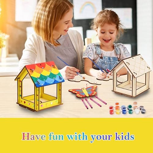 Kids Arts and Crafts for Outdoor,2 Pack Bird Feeder Wind Chime Kits for Children to Build and Paint, DIY Unfinished Wood STEM Painting Activities Crafts Toys for Boys Girls Ages 3-5 4-8 8-12 6-8 thumbnail 5