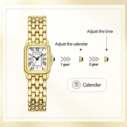 CNYXCN Gold Watches for Women with Rectangular Case,Roman Dial,Vintage Bracelet,Water Resistant thumbnail 5