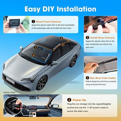 DDPAI 4K Dash Cam Front and Rear, Built-in 32G eMMC Dual Dash Car Camera,64GB Card Included Dashcam,Night Vision Dash Camera,5GHz WiFi, 7 Days Parking Mode,GPS,3" IPS, ADAS, WDR,Support 512GB,Z60 thumbnail 8