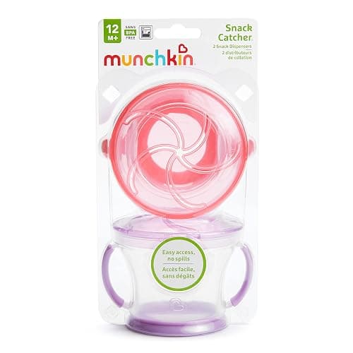 Munchkin Snack Catcher Toddler Snack Cups, No Spill, 2 Pack, Pink/Purple thumbnail 5