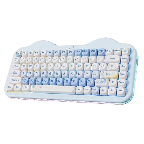 YUNZII C75 Wireless Mechanical Keyboard,75% Layout, Hot-Swappable NKRO,BT5.0/2.4G/USB-C Mode,Dye-Sub PBT MOA Keycaps,RGB Gasket Mount,Cute Cake Design for Mac/Win/Gaming (Blue, Milk V2 Switch) - Image 1