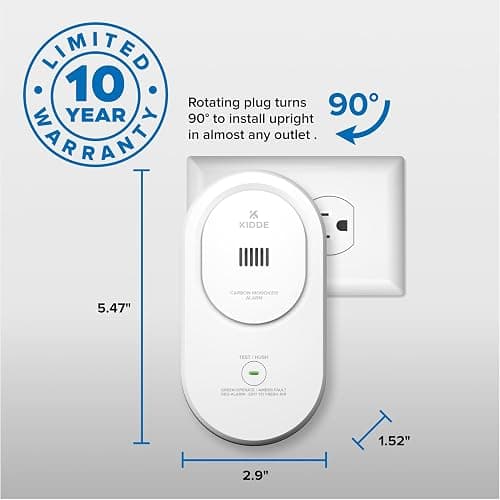 Kidde Carbon Monoxide Detector, Plug-in & AA Battery Backup, COP | Rotating Plug with Power Surge Immunity, LED Status Lights, Loud 85 Db Alarm, Ideal for Homes & Apartments, 5th Edition thumbnail 2
