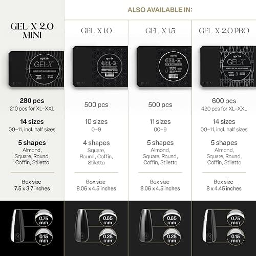 Apres Gel-X® Almond Box of Nail Tips | 280 Gel-X Tips, Soft Tips, 14 Sizes 00-9 | Half-sizes Included (Sculpted Almond Medium, 280 Count) thumbnail 3
