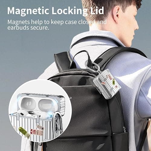 KOREDA Compatible with AirPods Pro 2nd/1st Generation Case Cover, Cute Funny Suitcase Design Case for Airpods Pro 2nd/1st Gen, Fashion Protective Hard Case for Women Men with Keychain (Silver) thumbnail 6