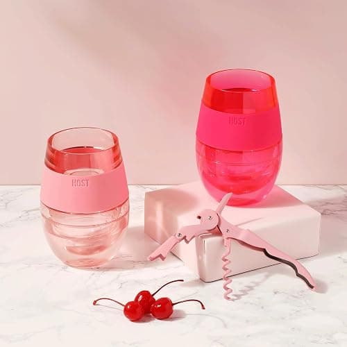 Host Cooling Cup Set of 1 Plastic Double Wall Insulated Freezable Drink Chilling Tumbler with Freezing Gel, Wine Glasses for Red and White Wine, 8.5 oz, Translucent Magenta thumbnail 2