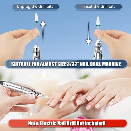 Depvko 13PC Nail Drill Bits Set, Drill Bits for Nails, 3pcs Tungsten Carbide Drill Bits+ 3pcs Ceramic Efile Nail Drill Bits+ 6pcs Cuticle Drill Bits+ 1pcs Brush, 3/32 inch Nail Bits for Nail Drill thumbnail 4