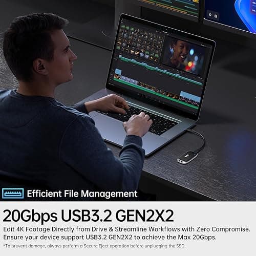SSK 1TB SSD External Hard Drive, Portable SSD Drive up to 2000 MB/s, USB 3.2 Gen2X2 External Solid State Drives for iPhone 15/16 PRO、Mac、Phone OTG、Laptops with LED Indicator thumbnail 5