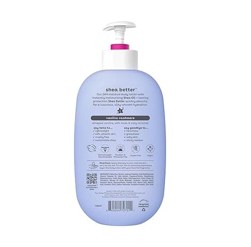 eos Shea Better Body Lotion Vanilla Cashmere, 24-Hour Moisture Skin Care, Lightweight & Non-Greasy, Natural Shea, Vegan, Vanilla Body Lotion, 16 fl oz - Vanilla Cashmere - 16 Fl Oz (Pack of 1) thumbnail 8