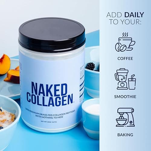 NAKED Collagen Peptides Protein Powder, 60 Servings, Pasture-Raised, Unflavored Grass-Fed Hydrolyzed Collagen Supplement, Paleo Friendly, Non-GMO, Keto, Gluten Free, 20oz thumbnail 8