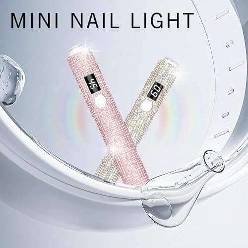 peccera Handheld UV Light for Gel Nails, Glitter UV Nail Lamp, Cordless Portable Mini Gel Nail Lamp for Fast Curing, Rechargeable LCD Polish Nail Dryer for DIY Manicure Decor - Pink Diamond thumbnail 7