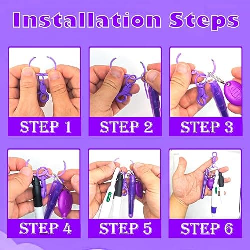 Daemson Nurse Pen Set, Badge Reel Pen Include Highlighter, Permanent Marker, LED Keychain Flashlight, Ballpoint Pen, and Nursing Keychain Clip (Purple) thumbnail 4