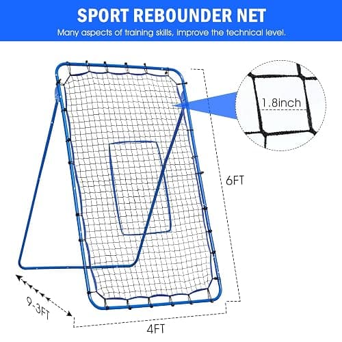 Winthai Volleyball Rebounder Net, 6 Angles Adjustable Pitch Bounce Back Baseball Softbal Lacrosse Rebound Sports Practice Training Equipment with Strike Zone for Backyard Indoor Outdoor thumbnail 4