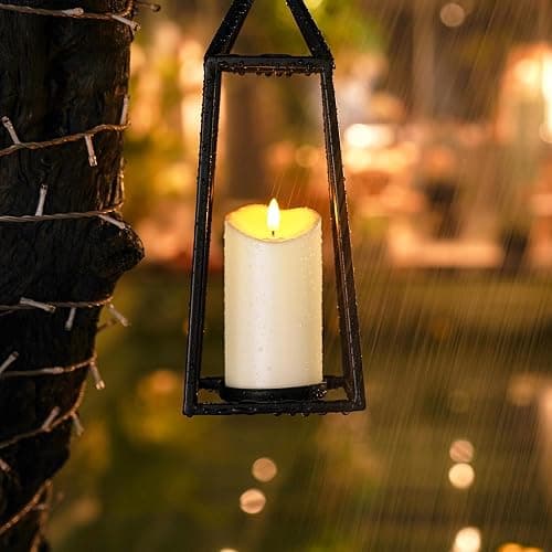 Homemory Outdoor Waterproof Flameless Candles, LED Candle with Remote, 3Pcs | Battery Operated Outdoor Candles with Timer, Electric Fake Plastic Pillar Candles for Lanterns, Patio, Garden Decor, Ivory thumbnail 2