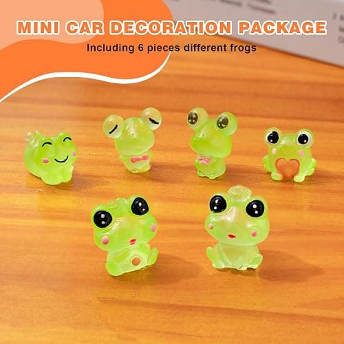Rislobx Luminous Frog Car Dashboard Decor, 6PCS Fun Frog Car Dash Decorations Car Rear View Mirror Ornament Interior Accessories for Home Office thumbnail 5