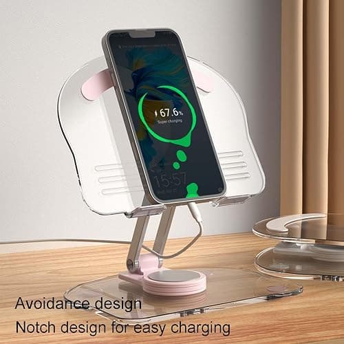 XIYIASUN 360 Degree Rotating Mobile Tablet Stand, Adjustable Tablet Holder-Adjustable Foldable Desktop Table Holder Base,Multi-Angle, Non-Slip Silicone Base,Portable iPad Stand for Desk thumbnail 7