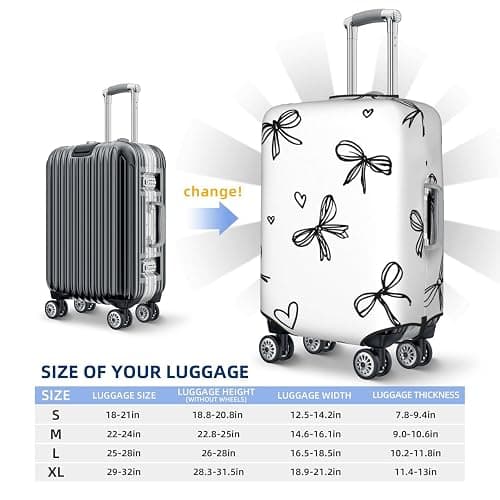 ZSUUGJ Black Bow Elastic Travel Luggage Cover, Washable Spandex Suitcase Protector, Anti-Scratch Fits 18-32 Inch, Black, Medium thumbnail 7
