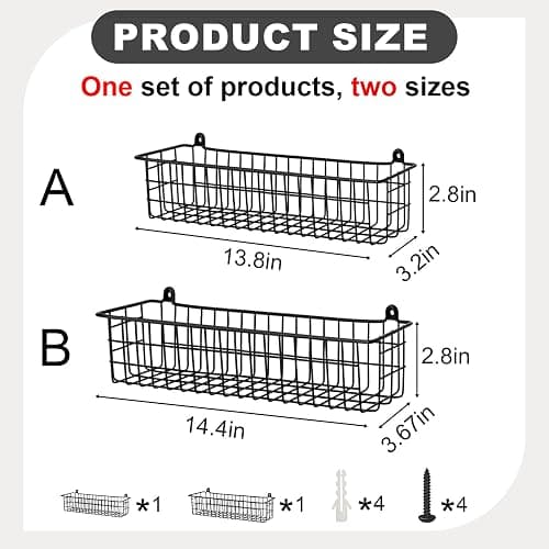 Spice Rack Organizer Wall Mount, 2 Pack Black Seasoning Rack Wire Storage Baskets for Wall or Cabinet Door in Kitchen and RV | Seasoning Rack, Kitchen, RV thumbnail 3