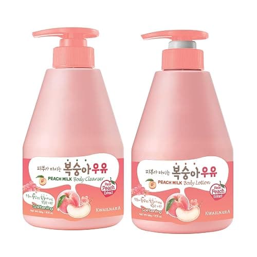 Kwailnara Peach Milk Body Wash & Lotion Set (19.75 Oz Each) – 2-Piece Korean Skincare Duo for Clear & Radiant Skin | Milk Protein, Royal Jelly & Vitamin-Rich Peach Extract | Paraben-Free - Image 1