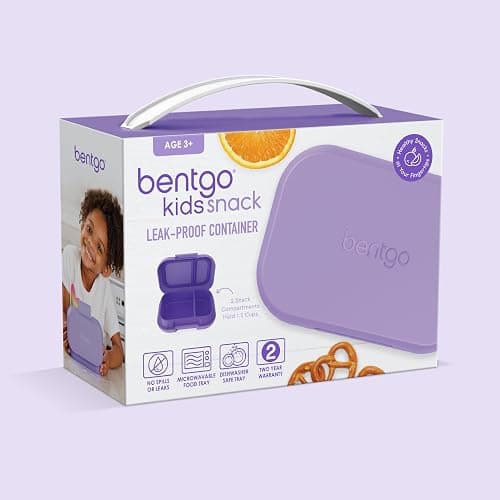 Bentgo Kids Snack - 2 Compartment Leak-Proof Bento Box Container for Snacks and Small Meals, Easy-Open Latch, Dishwasher Safe, BPA-Free for School, Daycare, & Sports - Ideal for Ages 3+ (Purple) thumbnail 8