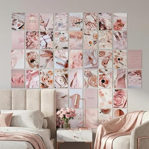 Volumoon 50 PCS Pink Aesthetic Wall Collage Kit, Vintage Trendy Coquette Posters, Cute Collage Picture Set, Clean Girl Room Decor for Teen Girls Bedroom Dorm Wall Art thumbnail 7