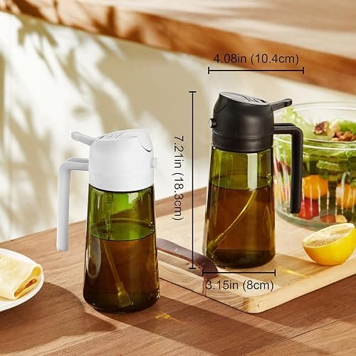 TrendPlain - Original 16oz/470ml Olive Oil Dispenser Bottle for Kitchen Gadgets and Air Fryer Accessories - Olive Oil Sprayer for Cooking w/Stickers - Black thumbnail 2