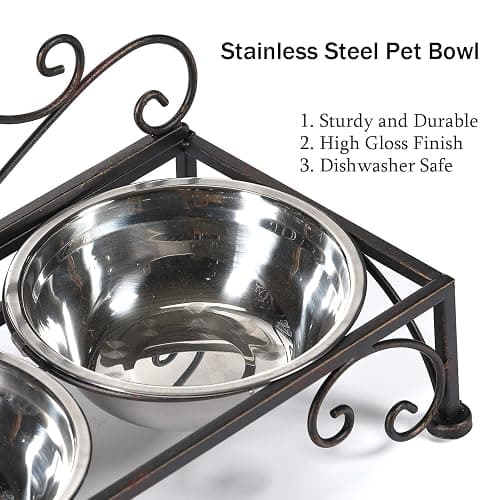 3.54" H Elevated Dog Bowls, Metal Raised Dog Bowl, Cats Bowls with Stand | Dog Bowls with Double Stainless Steel, Pet Feeder for Food and Water Lifted, Elevated Pets Bowl Holder thumbnail 5